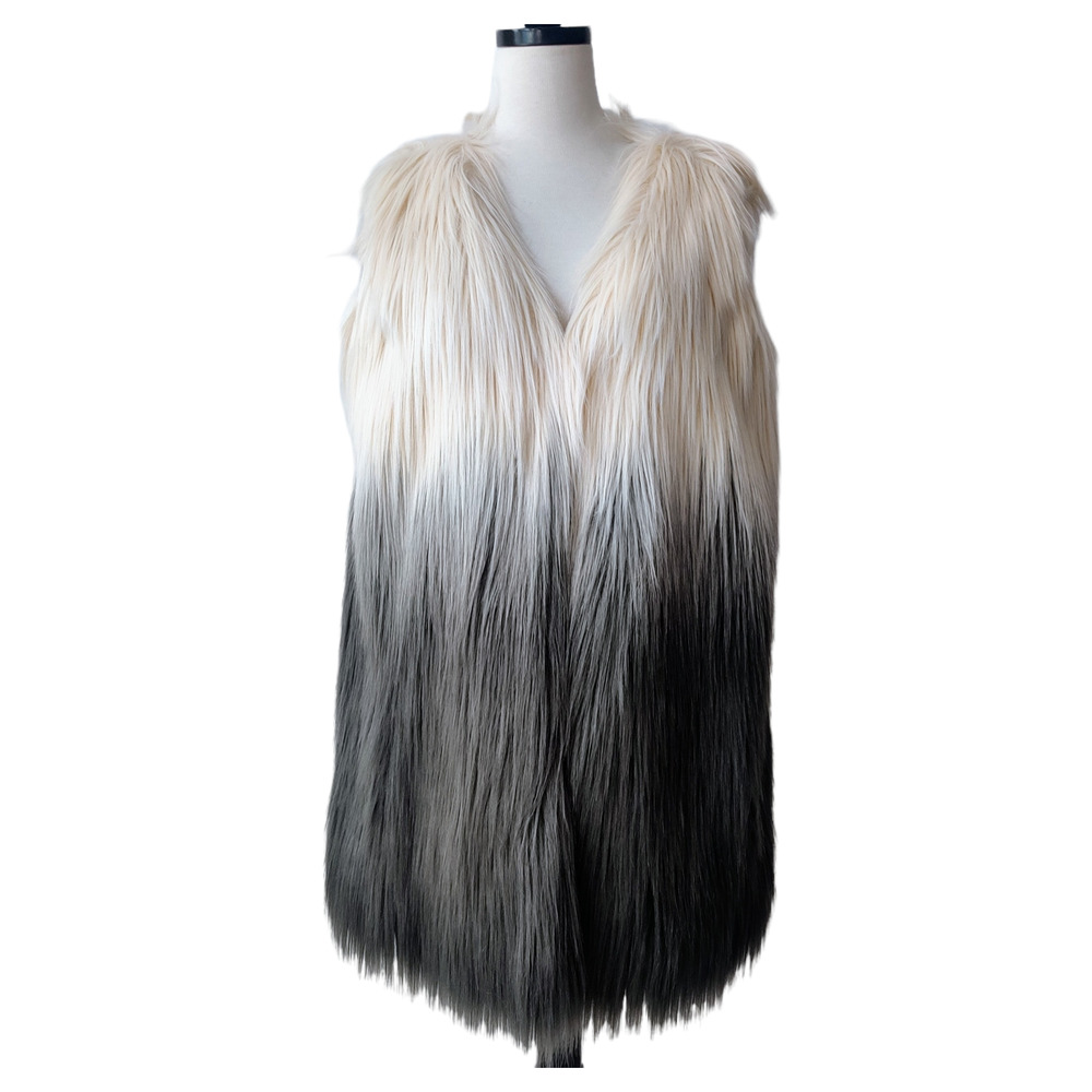 Stylish Black and White Faux Fur Vest